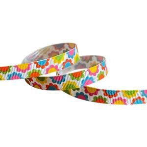 Vintage Grosgrain Ribbon 100 Yard Spool 3/8” Width Multicolor Pop Art Floral 70s